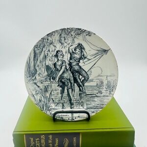 Franch Creil & Montereau Bains de Mer L'hésitation Antique Transferware Plate